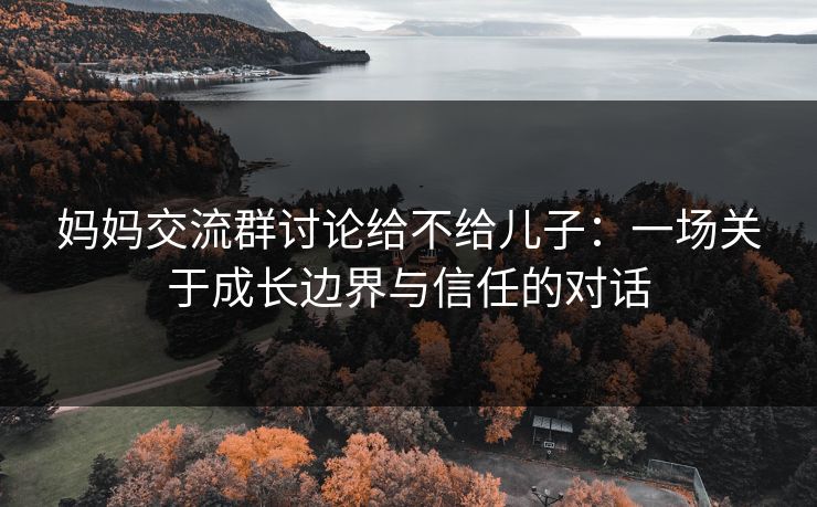 妈妈交流群讨论给不给儿子：一场关于成长边界与信任的对话