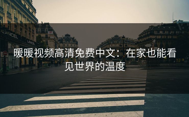 暖暖视频高清免费中文：在家也能看见世界的温度