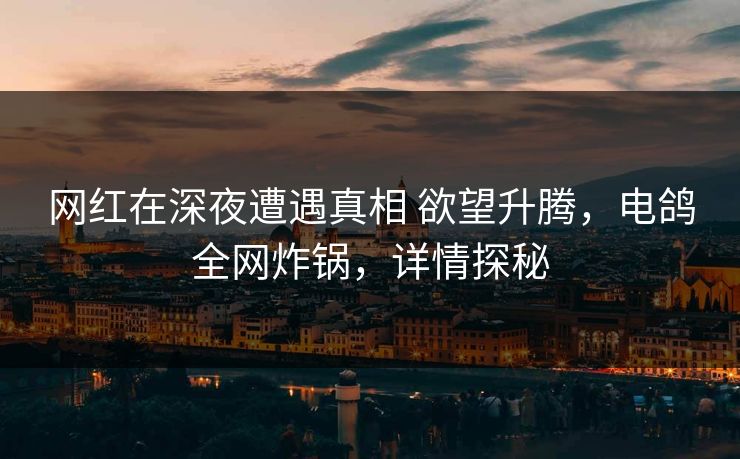 网红在深夜遭遇真相 欲望升腾，电鸽全网炸锅，详情探秘